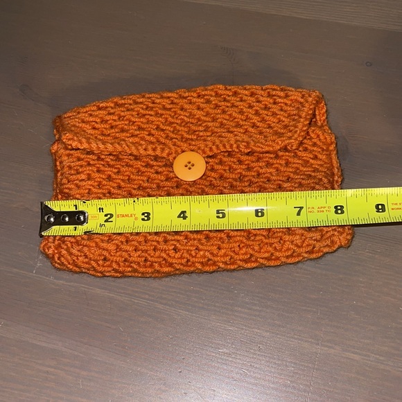 Vintage Handknit Orange Cosmetics / Purse Organization Pouch - Picture 6 of 7